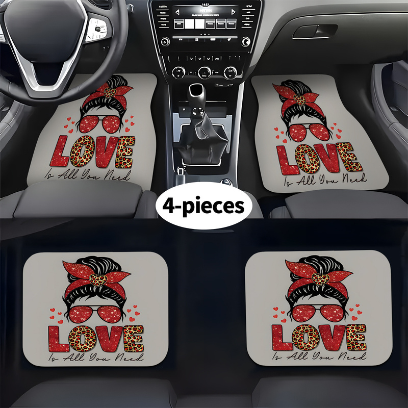 Car Accessories Bunnings - 4 tappetini per auto, stampa cuore